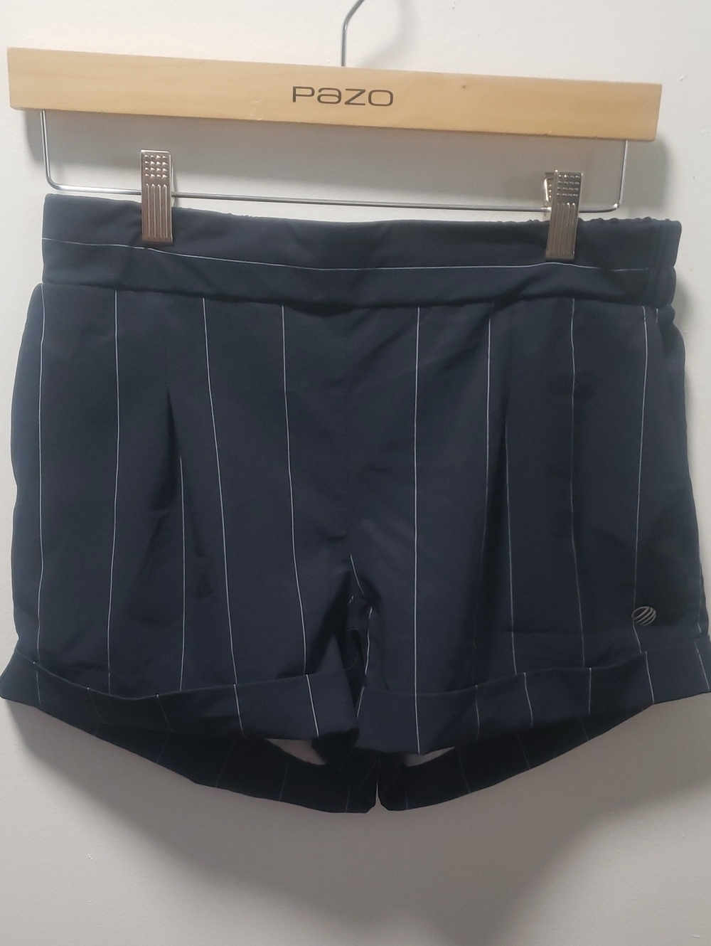 MPG Navy Pinstripe High Waist Shorts